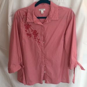 Croft & Barrow Blouse Red n White Stripped Top